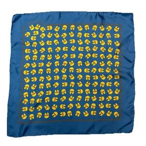 Thalassa Collection Greece Silk‎ Scarf 18x18in Blue Spartan Helmet Print Italy